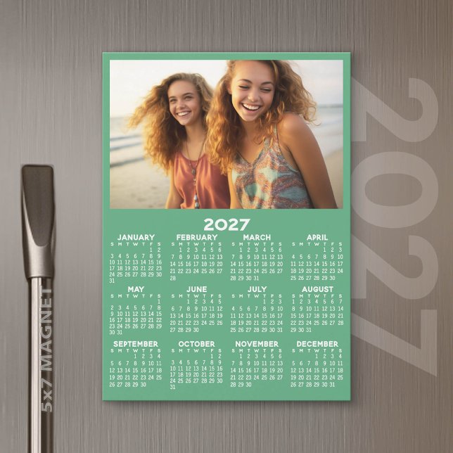 2027 Kalender med Foto Minimal Modern Magnet (2027 Calendar Magnet)