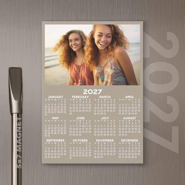 2027 Kalender med Foto Minimal Modern Magnet (2027 Calendar)