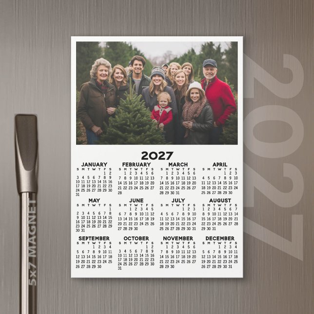 2027 Kalender med Foto Modern Minimal Magnet (2027 Calendar)