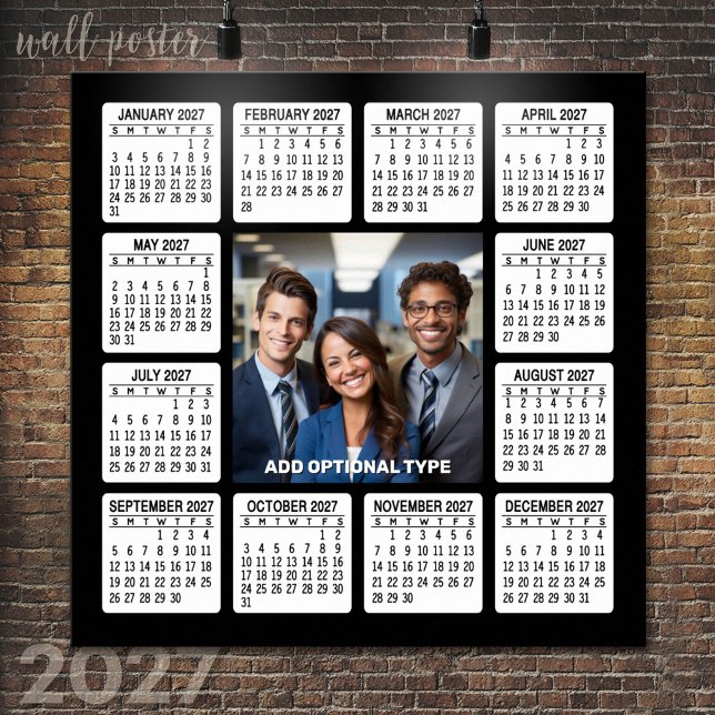 2027 Kalender med Foto Modern Minimalism Poster (2027 Calendar Poster)