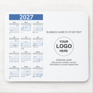 2027 Kalender med logotyp, kontaktinformation Musmatta