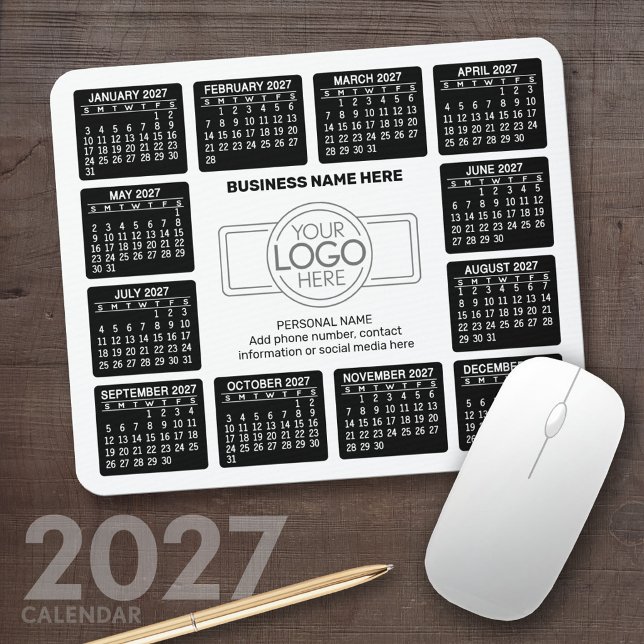 2027 Kalender med logotyp Kontaktinformation Musmatta (2027 Calendar Mousepad)