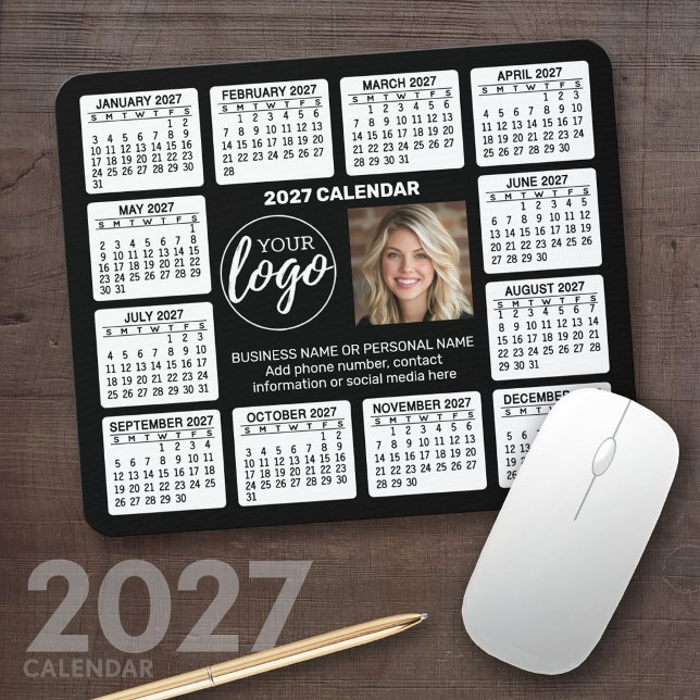 2027 Kalender med logotyp Kontaktinformation Musmatta (2027 Calendar Mousepad)