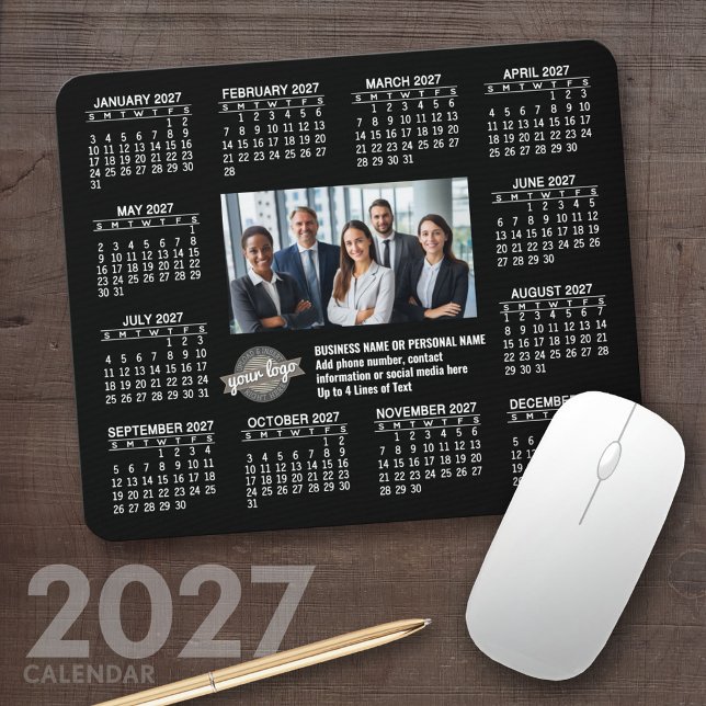 2027 Kalender med logotyp Kontaktinformation Musmatta (2027 Calendar Mousepad)