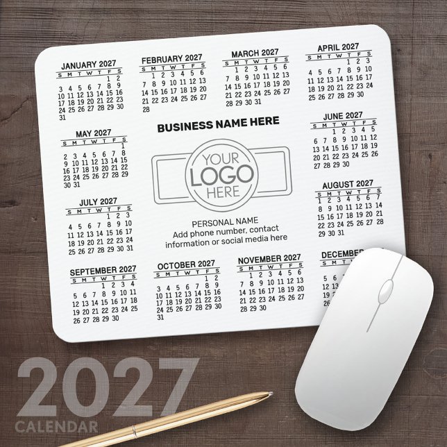 2027 Kalender med logotyp Kontaktinformation Musmatta (2027 Calendar Mousepad)
