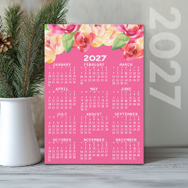 2027 Kalender med målade akvarellblommor Inbjudningar