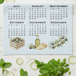 2027 Kalender, Medelhavsoliver, Blå Kökshandduk