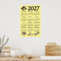 2027 Kalender, Medelhavsoliver gula ränder