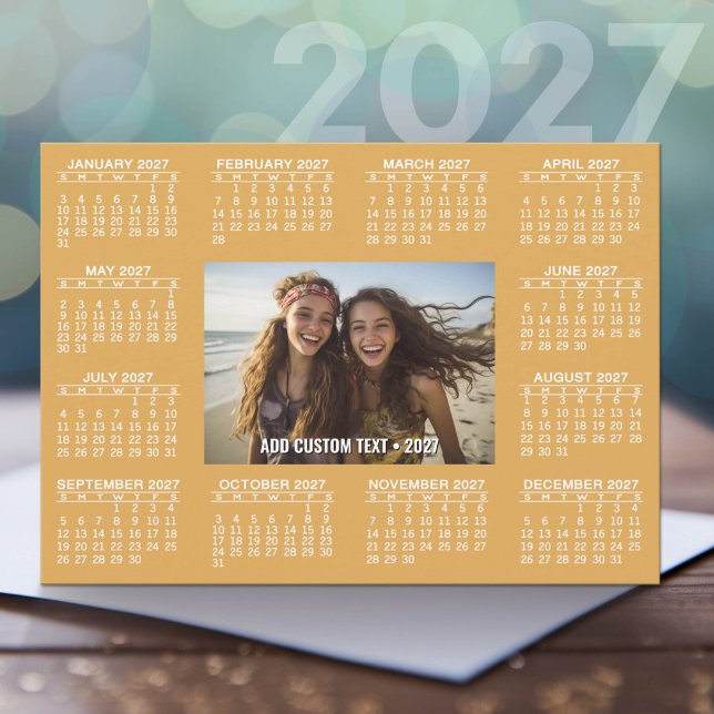 2027 Kalender - Modernt foto och text Julkort (2027 Calendar on Cardstock Greeting Card)