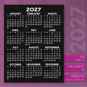 2027 Kalender på brevpappershuvud i Letter-storlek Brevhuvud