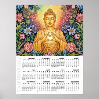 2027 Kalender, Stor, Buddha / Ljusets hjärta Poster
