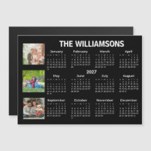 2027 Kalender Svart Vitt Foto Collage Magnet