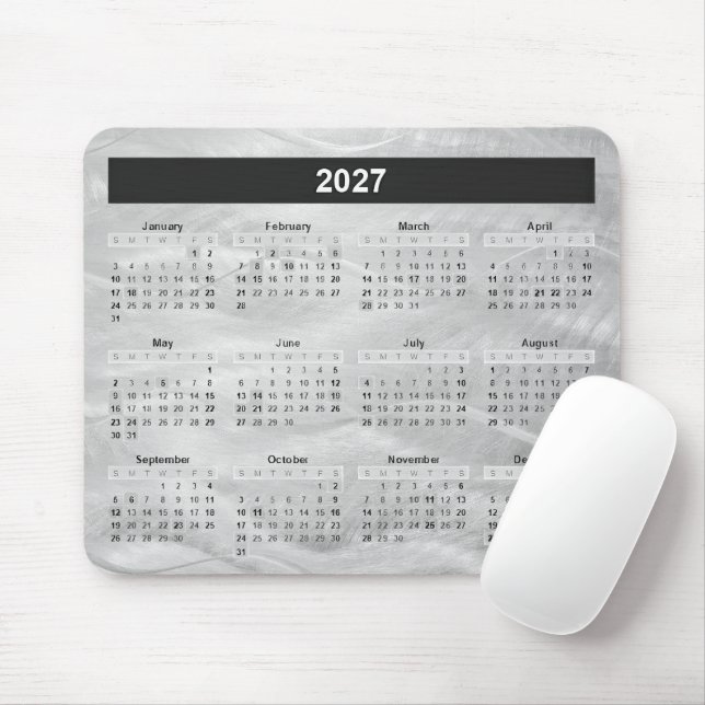 2027 Kalender Vågig Borstad Stål Abstrakt Musmatta (Med mus)