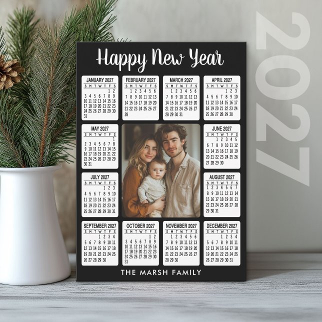 2027 Kalender - Vertikal bild i mitten Julkort (2027 Calendar Holiday Card)