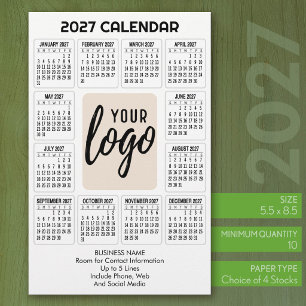 2027 Kalender Vertikal Logo Affärskontakt Vit Brevpapper
