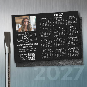 2027 Kalendermagnet - logotyp, QR-kod, Foto SVART