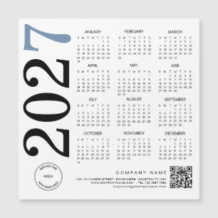 2027 Kalendermarknadsföringslogotyp QR-kod Blå Sva