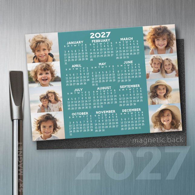 2027 Kalendern - 8 Bilder Grundläggande Blå Vit Ma (2027 Calendar)