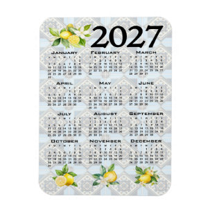2027 Kalendern Citroner Italienska Medelhavet Kake Magnet