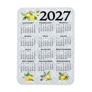 2027 Kalendern Citroner Italienska Medelhavet Klin Magnet