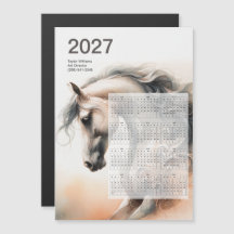 2027 Kalendern Equestrian Häst Konst Magnetisk Kor
