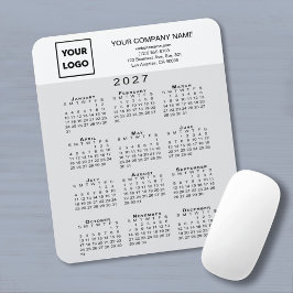 2027 Kalendern Företag Logotyp Text Ljusgrå Vit Musmatta