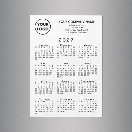 2027 Kalendern Företag Logotyp Text Vit Magnetkort