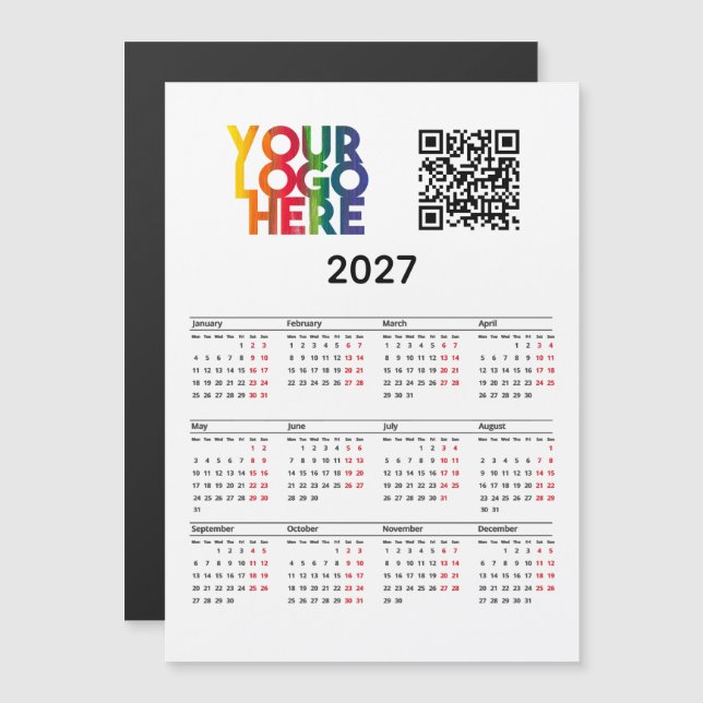 2027 Kalendern Företagets Logotyp QR-kod Magnetisk (Fram/baksida)