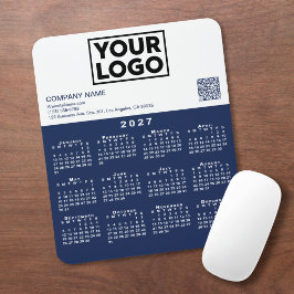 2027 Kalendern Företagets Logotyp QR-kod Marin Vit Musmatta