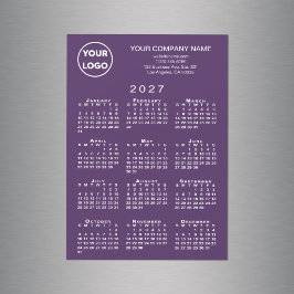 2027 Kalendern Företagets Logotyp Text Lila Magnet