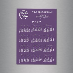 2027 Kalendern Företagets Logotyp Text Lila Magnet