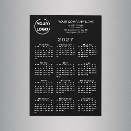 2027 Kalendern Företagets Logotyp Text Svart Magne
