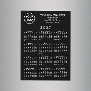 2027 Kalendern Företagets Logotyp Text Svart Magne