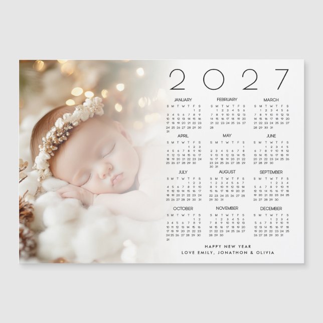 2027 Kalendern Fotoöverlägg Bebis Gott Nytt År (Framsida)