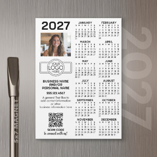 2027 Kalendern Kontorslogotyp, QR-kod, Foto och Me