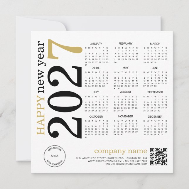2027 Kalendern Logotyp QR-kod Gott Nytt År Julkort (Framsida)