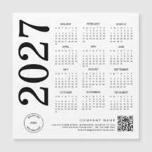 2027 Kalendern Logotyp QR-kod Svart & Vit Företag