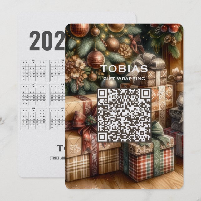 2027 Kalendern QR-kod Julkort (Fram/baksida)