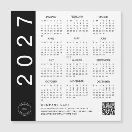 2027 Kalendern Svart Text QR-kod Företagets logoty