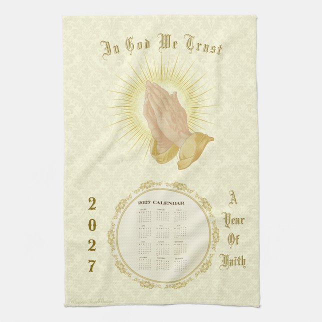 2027 Kalendertorkduk In God We Trust Kökshandduk (Vertikal)