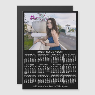 2027 Kalendervårklassiker Svart Anpassad Foto Magnetisk Inbjudningskort