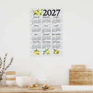 2027 Kalendrar Citroner Italienska Medelhavet Klin Poster