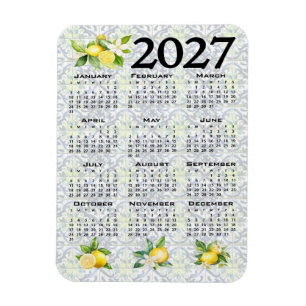 2027 Kalendrar Citroner Italienska Medelhavs Klink Magnet