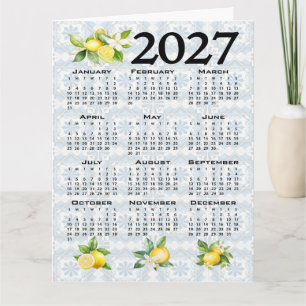 2027 Kalendrar Citroner Italienska Medelhavsplatts Kort