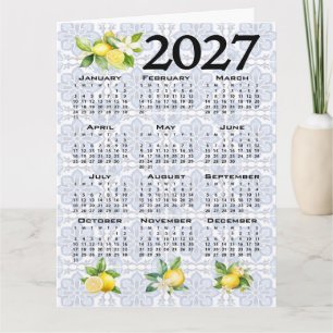 2027 Kalendrar Citroner Italienska Medelhavsplatts Kort