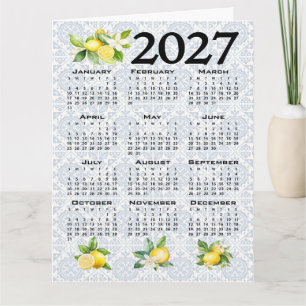 2027 Kalendrar Citroner Italienska Medelhavsplatts Kort