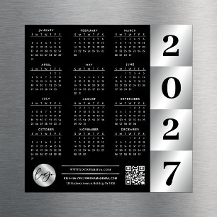 2027 Kalendrar Företagets Logotyp QR-kod Svart & S