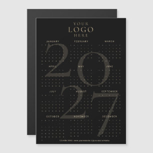 2027 Kalendrar Företagets logotyp Svart Guld Magne