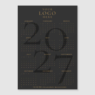 2027 Kalendrar Företagets logotyp Svart Guld Magne