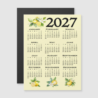2027 Kalendrar Italiensk Stil Citroner Gul Magnetisk Inbjudningskort